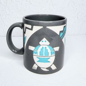 Waechtersbach Vintage Gray Blue Turtle Mug Tribal Southwestern Gray Coffee Cup